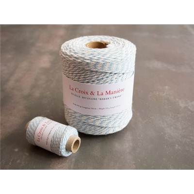 GROSSE BOBINE FICELLE BICOLORE BLANC-CIEL - 150 M - 200 G