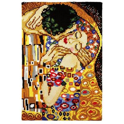 KIT TAPIS SUR CANEVAS IMPRIME 50 X 75 CM - LE BAISER DE KLIMT