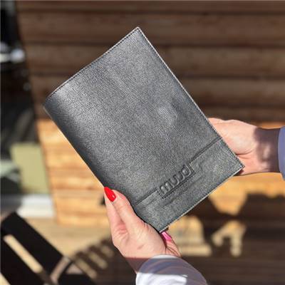 COUVERTURE DE LIVRE A5 EN CUIR  MUUD - GABY - NOIR