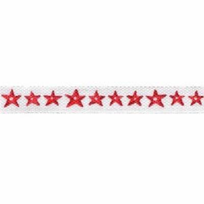 RUBAN ACUFACTUM ETOILES ROUGE - BLANC 1CM - LE ROULEAU DE 10 METRES