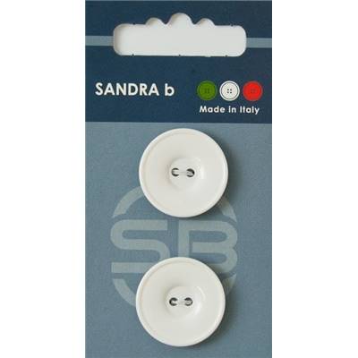 Carte 2 boutons plastique 2 trous - 23 mm - Blanc