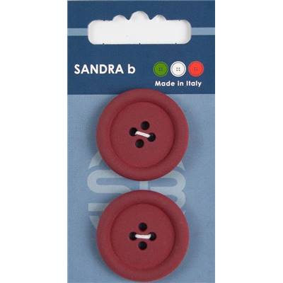 Carte 2 boutons velours avec trous - 31 mm - Bordeaux