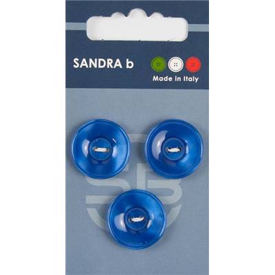 Carte 3 boutons plastique 2 trous - 20,5 mm - Bleu Royal