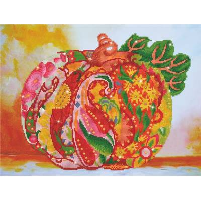 KIT BRODERIE DIAMANT - CITROUILLE AUX REFLETS ROSES 