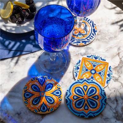 KIT BRODERIE DIAMANT 4 SOUS-VERRES - PORTUGUESE TILES
