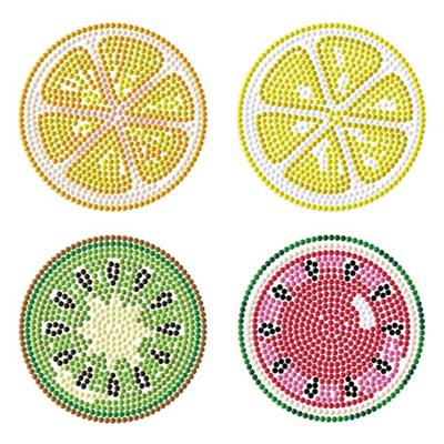 KIT BRODERIE DIAMANT 4 SOUS-VERRES - TUTTI FRUTTI