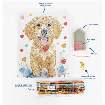 KIT BRODERIE DIAMANT DOTZ - PUPPY LOVE AVEC CADRE