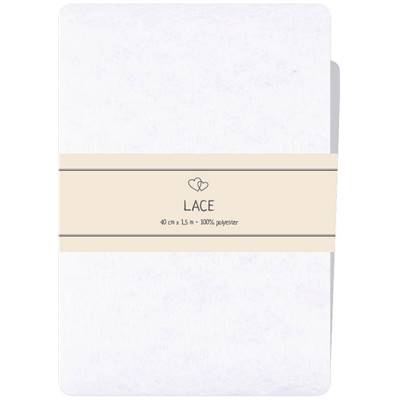 COUPON DENTELLE POLYESTER 150 X 40 CM - BLANC