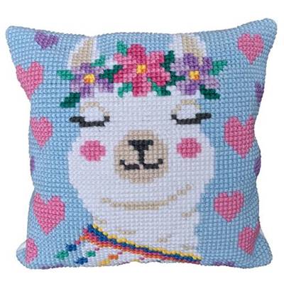 COUSSIN POINT DE CROIX LADYBIRD - LAMA - 40 X 40 CM