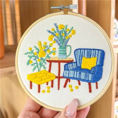 KIT BRODERIE AVEC TAMBOUR 15 CM - COIN COSY