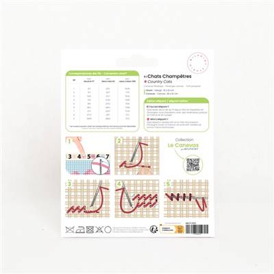 CANEVAS IMPRIME BLANC - DESSIN 15 X 20 CM - CHATS CHAMPETRES