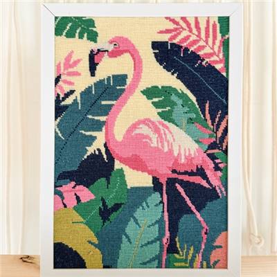 CANEVAS IMPRIME BLANC - DESSIN 30 X 40 CM - FLAMAND TROPICAL