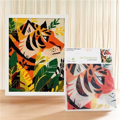 CANEVAS IMPRIME BLANC - DESSIN 30 X 40 CM - CHASSEUR SILENCIEUX