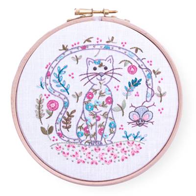 KIT CHAT FLEURI AVEC TAMBOUR - COLLECTION MARIE SUAREZ