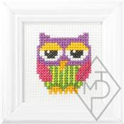 KIT PT COMPTE 9 X 9 CM  + CADRE - PETITE CHOUETTE COLORE