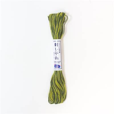 FIL SASHIKO DEGRADE - COL 95 - VERT/JAUNE - LOT DE 6 ECH. DE 20 M
