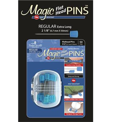 EPINGLES A QUILTER A TETE PLATE EXTRA LONGUES "REGULAR" - BTE DE 5