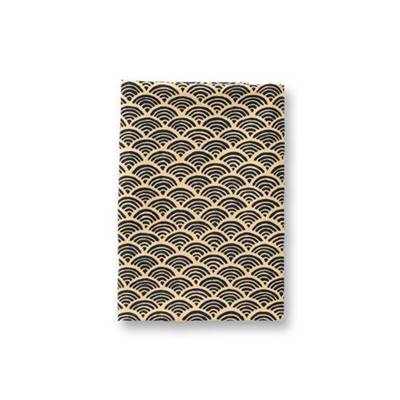 COUPON TISSU 50X55 JAP VAGUES NOIRES FOND ECRU