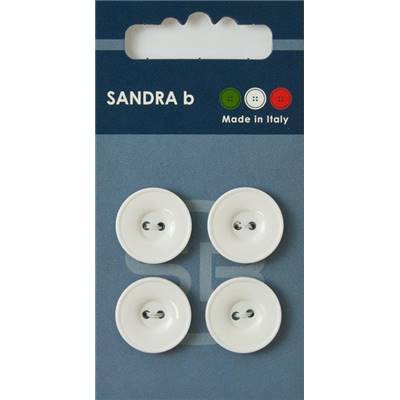 Carte 4 boutons plastique 2 trous - 18 mm - Blanc