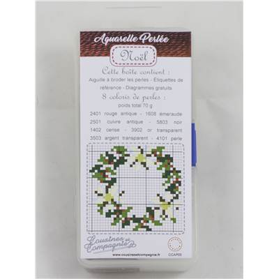 BOITE AQUARELLE PERLEE - ASSORTIMENT 8 COULEURS + AIGUILLE- NOEL