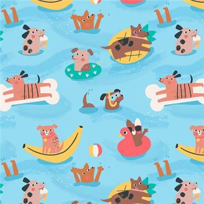 TISSU DASHWOOD STUDIO - PUPPY POOL PARTY 2314 - COTON - 110 CM