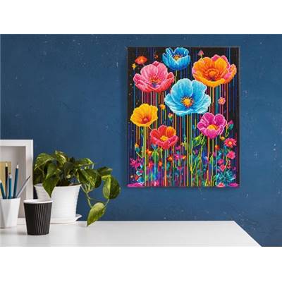 KIT BRODERIE DIAMANT DOTZ - COLOURFUL POPPIES AVEC CADRE