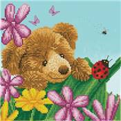 KIT BRODERIE DIAMANT - PETIT OURS JOUE A CACHE-CACHE