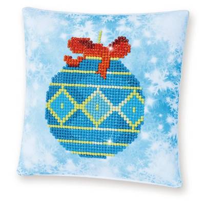 KIT BRODERIE DIAMANT COUSSIN NOEL - BOULE BLEUE DE NOEL