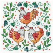 KIT POINT DE CROIX THREE FRENCH HENS (A)