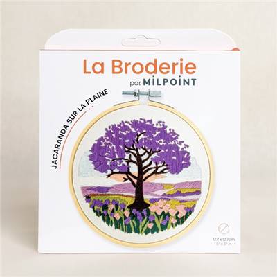 KIT BRODERIE AVEC TAMBOUR 15 CM - JACARANDA SUR LA PLAINE