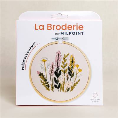 KIT BRODERIE AVEC TAMBOUR 15 CM - POESIE DES CHAMPS
