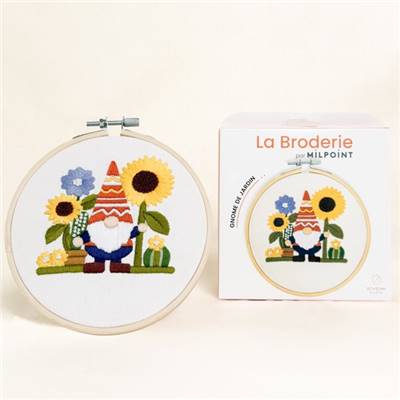 KIT BRODERIE AVEC TAMBOUR 15 CM - GNOME DE JARDIN
