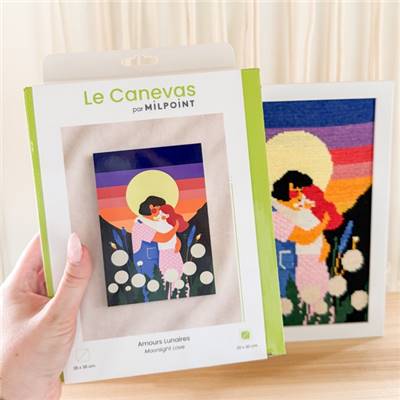 KIT CANEVAS COMPLET - DESSIN 20 X 30 CM - AMOURS LUNAIRES