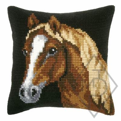 COUSSIN PT DE CROIX EN KIT 40 X 40 CM - LA TÊTE DE CHEVAL