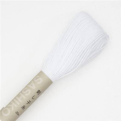 FIL SASHIKO UNI - COL 1 - BLANC - LOT DE 6 ECH. DE 20 M