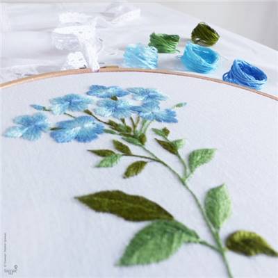 BLUE PLUMBAGO - KIT BRODERIE 21X21CM - TAMBOUR NON INCLUS