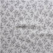 DOUBLE GAZE IMPRIMEE COTON BIO - 135 CM - FLEURS FOND GRIS