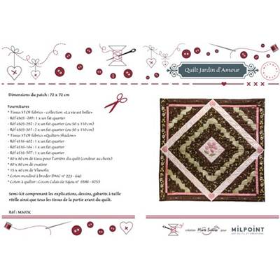 CREATION MARIE SUAREZ - SEMI KIT QUILT JARDIN D'AMOUR BRUN ROSE