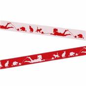 RUBAN ACUFACTUM PETITE FILLE ET CHAT - ROUGE - 2CM - LE ROULEAU 20 M
