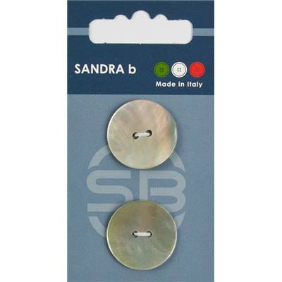 Carte 2 boutons Nacre 2 trous - 23 mm - Naturel