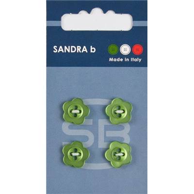 Carte 4 boutons polyester fleur - 12,5 mm - Vert