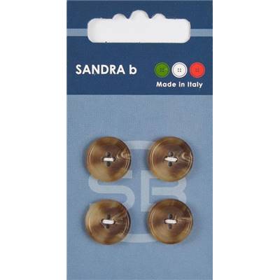 Carte 4 boutons polyester Lagoon avec trous - 15 mm - Marron