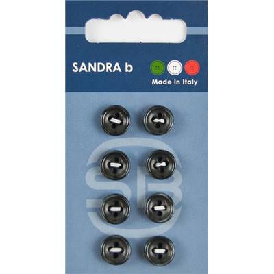 Carte 8 boutons chemise polyester Tokyo - 10 mm - Gris foncé