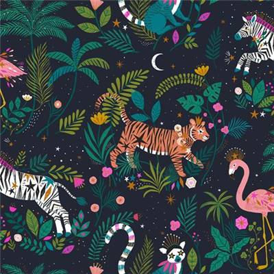 TISSU DASHWOOD STUDIO - JUNGLE LUXE 2235 - COTON+METAL - 110 CM 