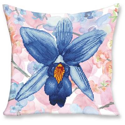 KIT BRODERIE DIAMANT - COUSSIN DECORATIF SPARKLE GARDEN BLUE