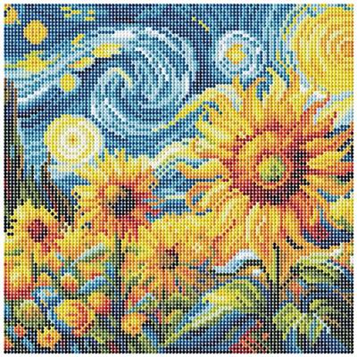 KIT BRODERIE DIAMANT DOTZ - STARRY NIGHT SUNFLOWERS AVEC CADRE