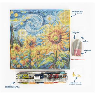 KIT BRODERIE DIAMANT DOTZ - STARRY NIGHT SUNFLOWERS AVEC CADRE