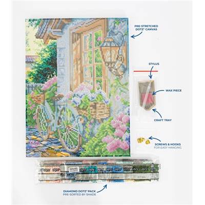 KIT BRODERIE DIAMANT DOTZ - FRENCH COUNTRY BLOOMS AVEC CADRE