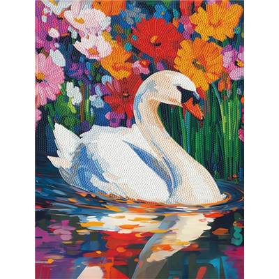 KIT BRODERIE DIAMANT DOTZ - FLORAL SWAN LAKE AVEC CADRE