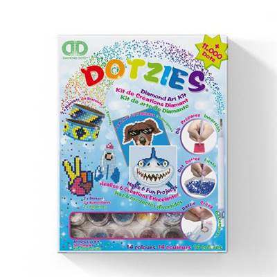 COFFRET ACTIVITE BRODERIE DIAMANT DOTZIES - BLEU  - 6 PROJETS
